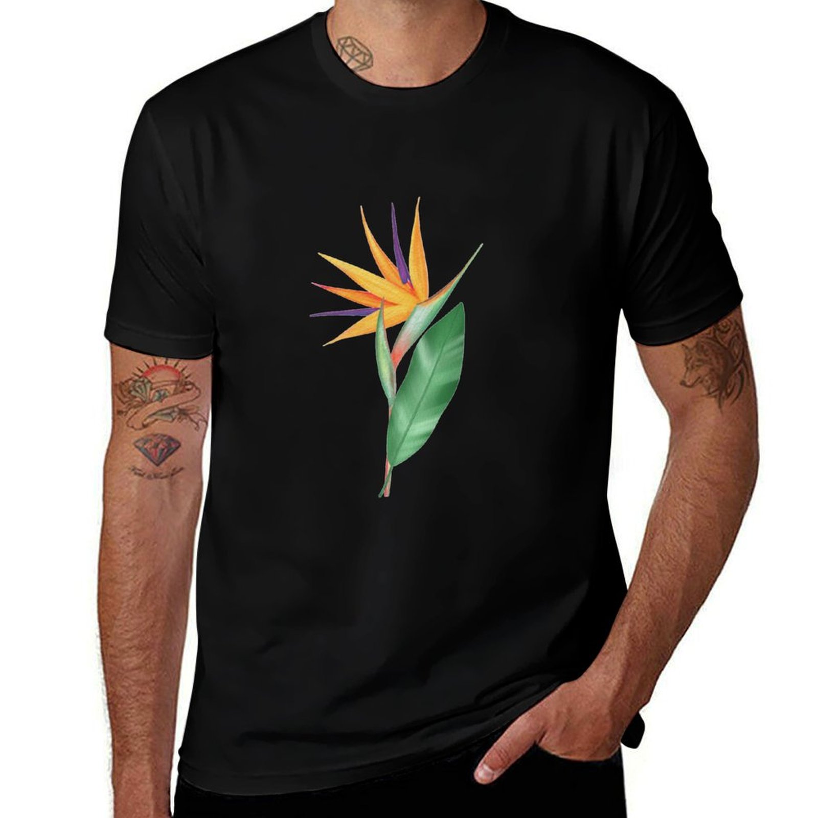 تي شيرت مطبوع عليه زهرة طائر ا - مراجعة Bird Paradise Strelitzia وسعره